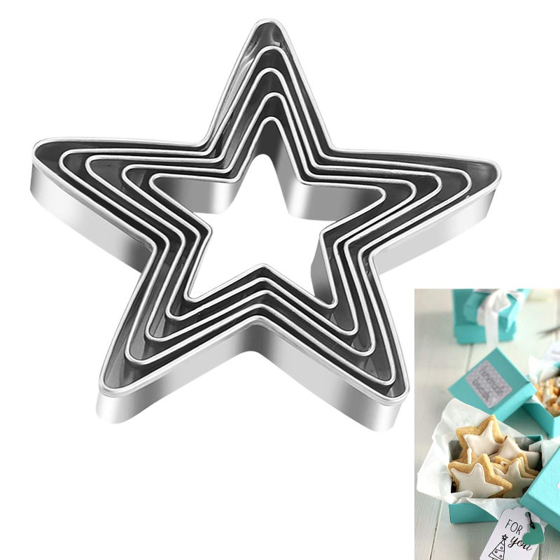 Tmflexe Stars Cookie Cutter, Pack of 5 - Image 1